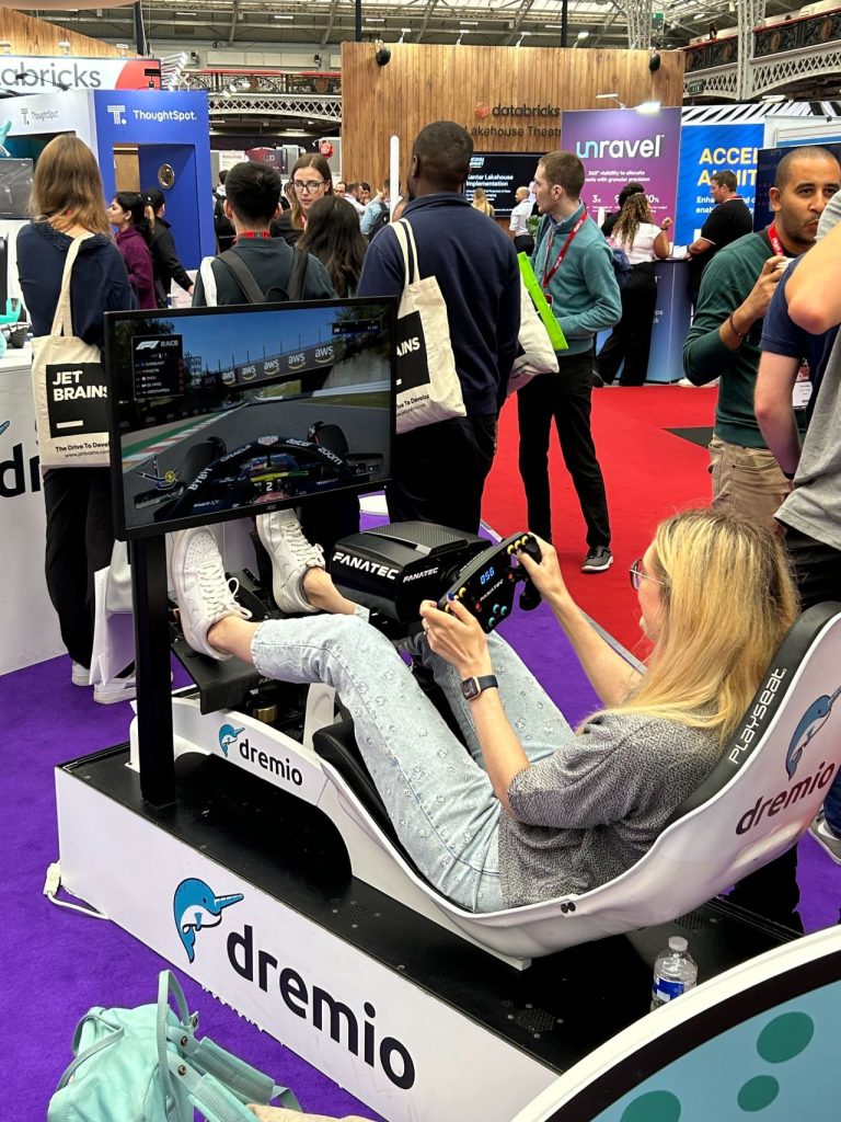 A woman testing out some new technology at London's Big Tech event